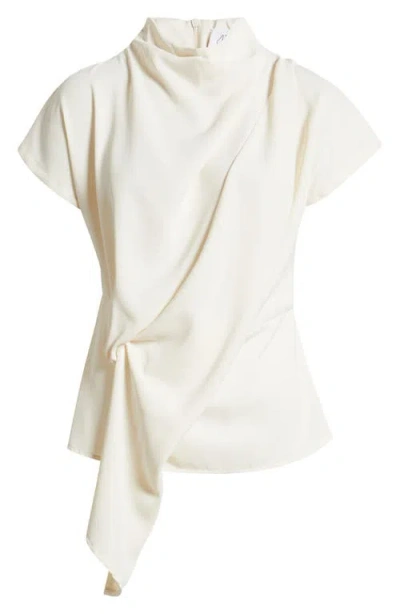 Nikki Lund Jade Asymmetric Drape Top In White
