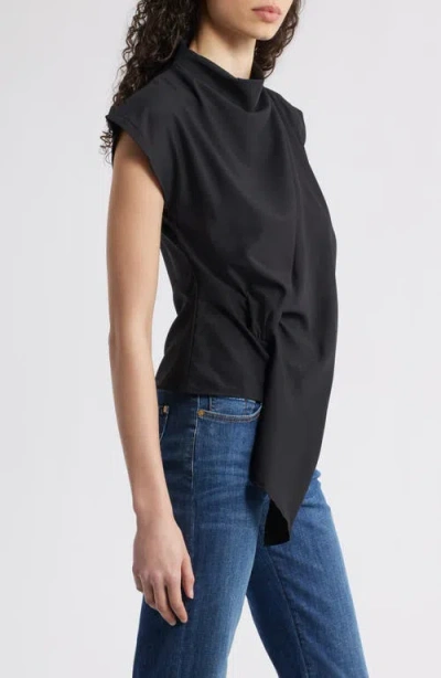 Nikki Lund Jade Asymmetric Drape Top In Black