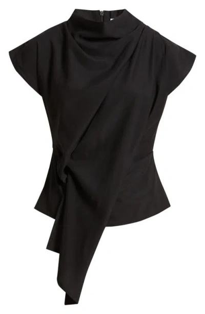 Nikki Lund Jade Asymmetric Drape Top In Black