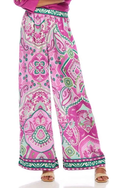 Karen Kane High Waist Wide Leg Pants In Pink