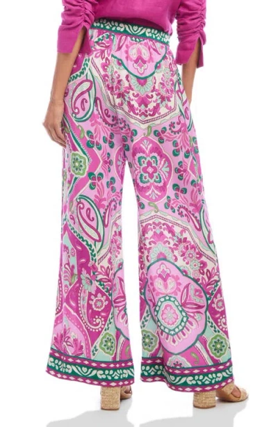 Karen Kane High Waist Wide Leg Pants In Pink
