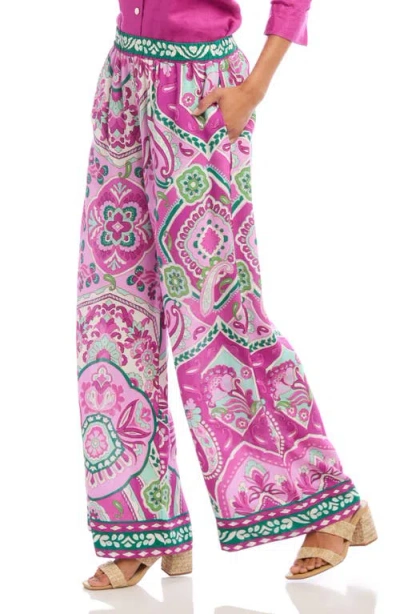 Karen Kane High Waist Wide Leg Pants In Pink