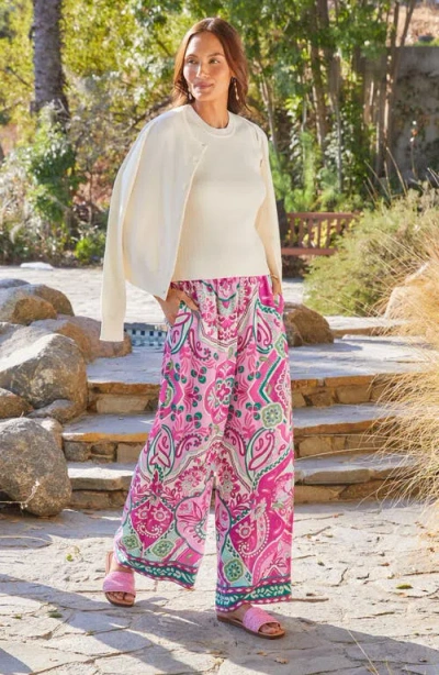 Karen Kane High Waist Wide Leg Pants In Pink