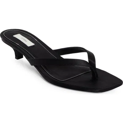 Totême Toteme Satin Heeled Flip Flops In Black