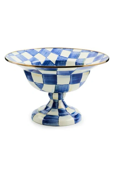 Mackenzie-childs Mackenzie Childs Royal Check Enameled Steel Large Compote