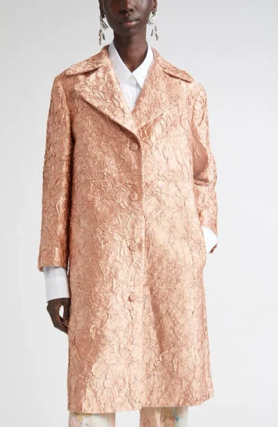 Dries Van Noten Crinkle Effect Single Breasted Coat
