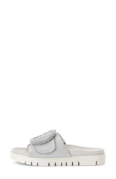 Gabor Beaded Buckle Platform Slide Sandal