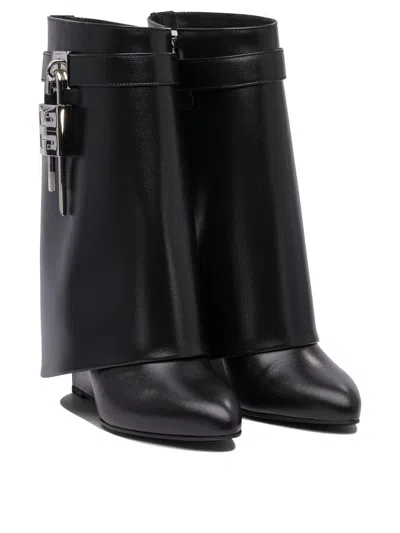 Givenchy Shark Lock Biker Ankle Boots In Leather And Shearling