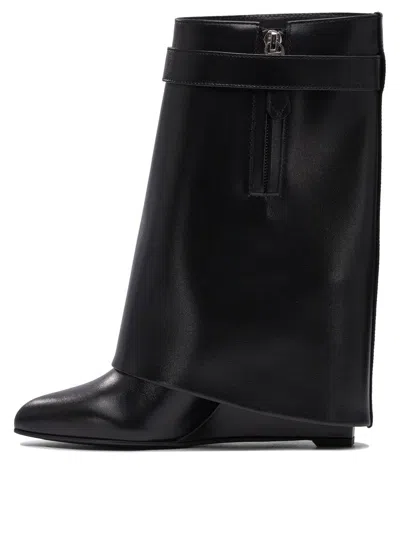 Givenchy Shark Lock Biker Ankle Boots In Leather And Shearling