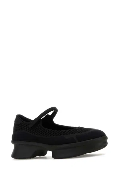 Prada Wavy Mesh Platform Ballerina Shoes In Black