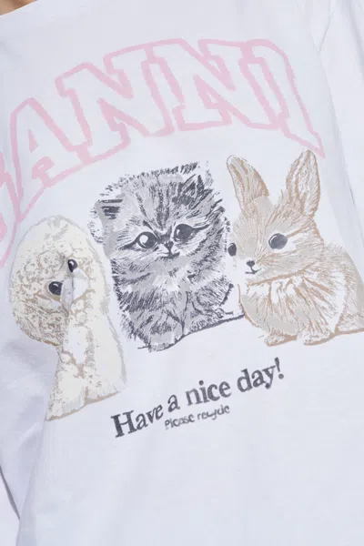 Ganni Oversized Printed Organic And Recycled Cotton-jersey Sweatshirt In White