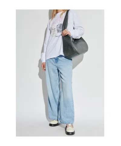 Ganni Oversized Printed Organic And Recycled Cotton-jersey Sweatshirt In White