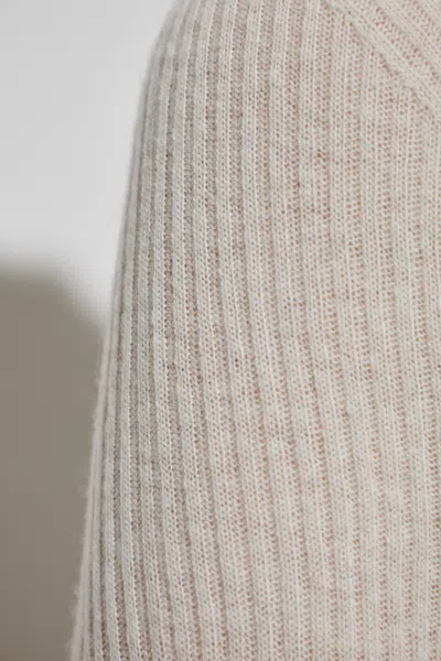 Fabiana Filippi Finely Ribbed Long-sleeved Top With Roll Neck In White