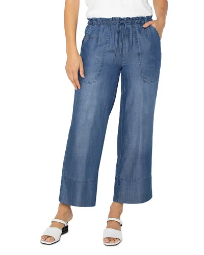 Liverpool Los Angeles Pull On Tie Waist Wide Leg Jeans In Crenshaw In Blue