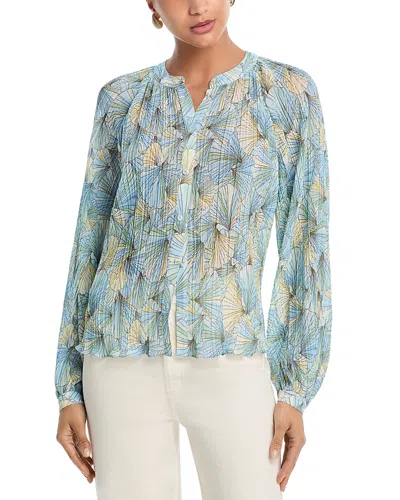 Veronica Beard Fennel Floral Button-up Shirt In Blue