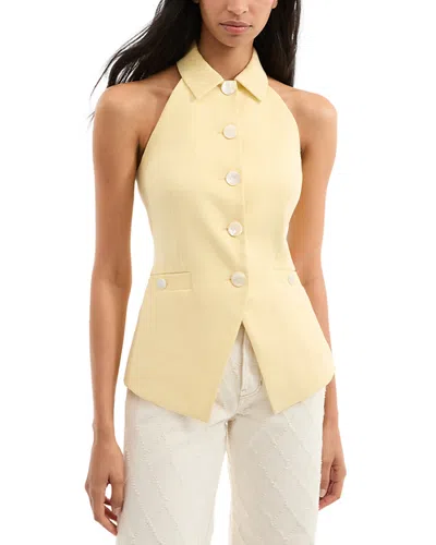 Veronica Beard Orlinda Halter Neck Vest In Chamomile In Gold