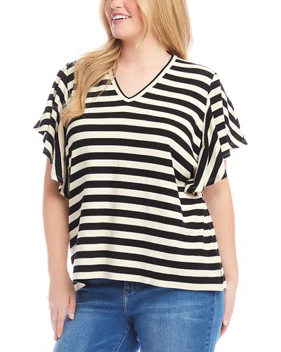 Karen Kane Stripe Flutter Sleeve Stretch Cotton Top