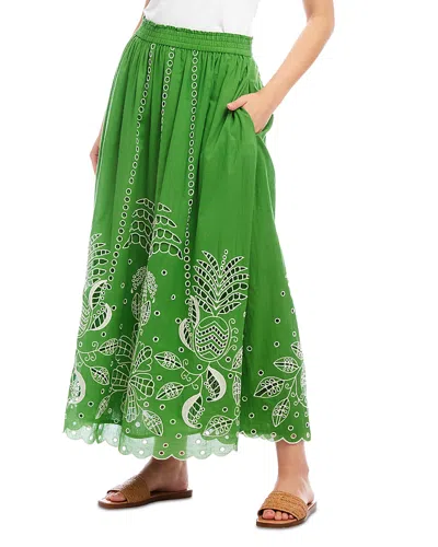 Karen Kane Cutout Embroidered Cotton Maxi Skirt