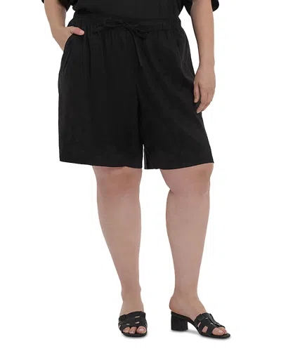 Nydj Plus Size Breezy Bermuda Drawstring Shorts In Black
