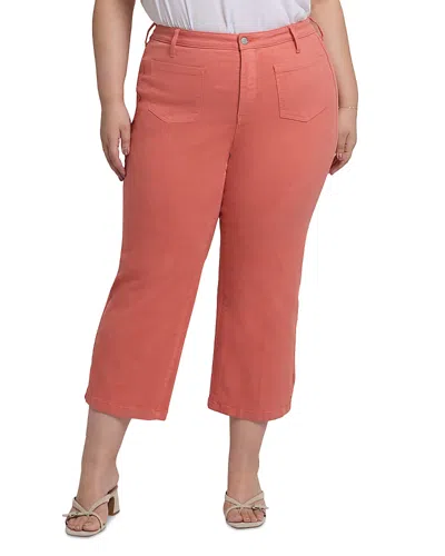 Nydj Coco Relaxed Wide Leg Crop Jeans In Coral Haze In Red
