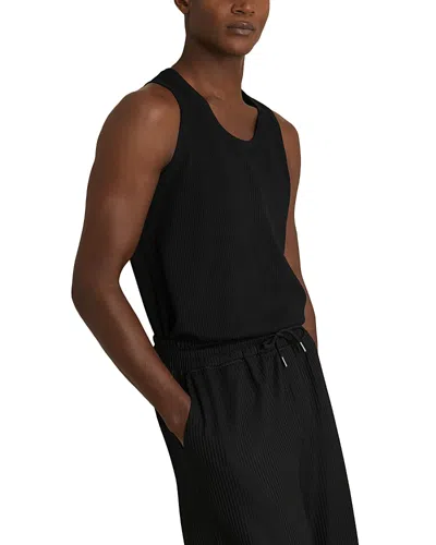 Reiss Black Jaden Stretch-cotton Ribbed Vest