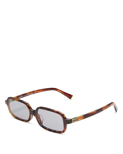 Miu Miu Logo Acetate Rectangle Sunglasses In Brown