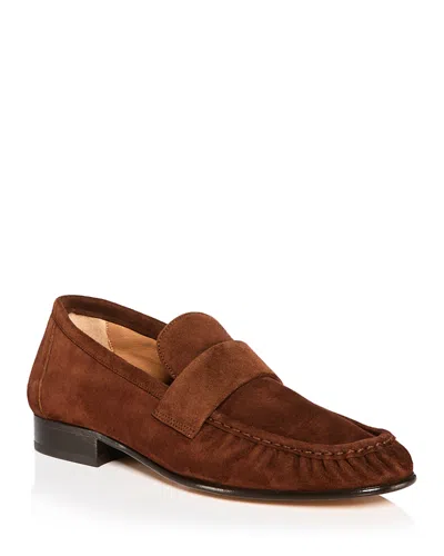 Mansur Gavriel Ruched Suede Loafers In Brown