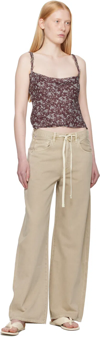 Citizen Of Humanity Brynn Drawstring Rigid Low-rise Wide-leg Jeans In Neutral