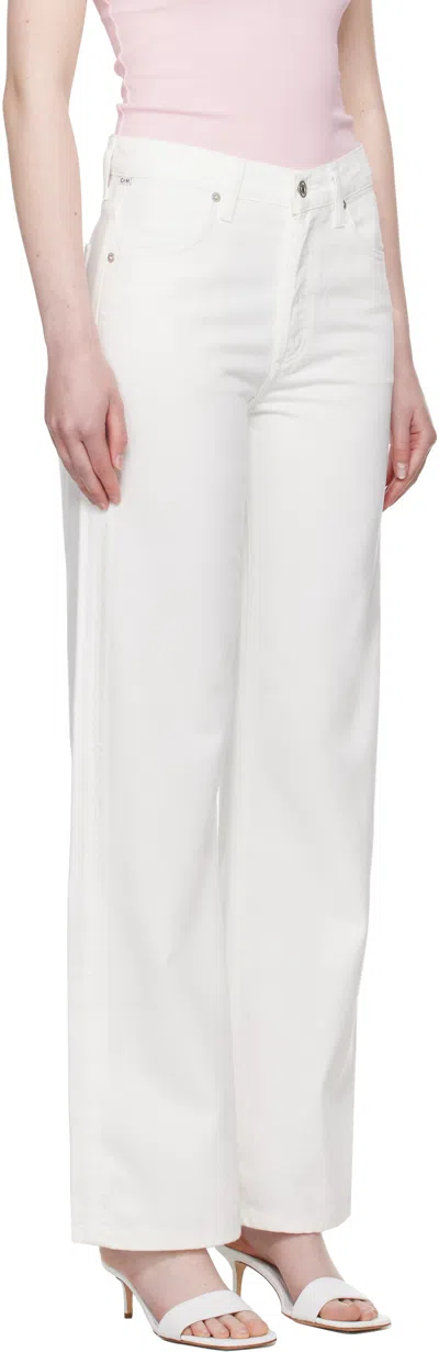 Citizen Of Humanity White Annina High Rise Wide Leg 33 Jeans