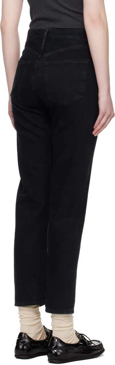 Agolde Black 90s Pinch Waist High Rise Straight Jeans In Paradox