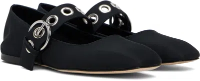 Aeyde Aeydē Nappa Leather Flats With Circular Hardware Detail In Black