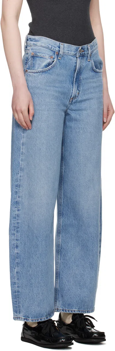 Agolde Temple Denim Trousers Belt Loops In Blue