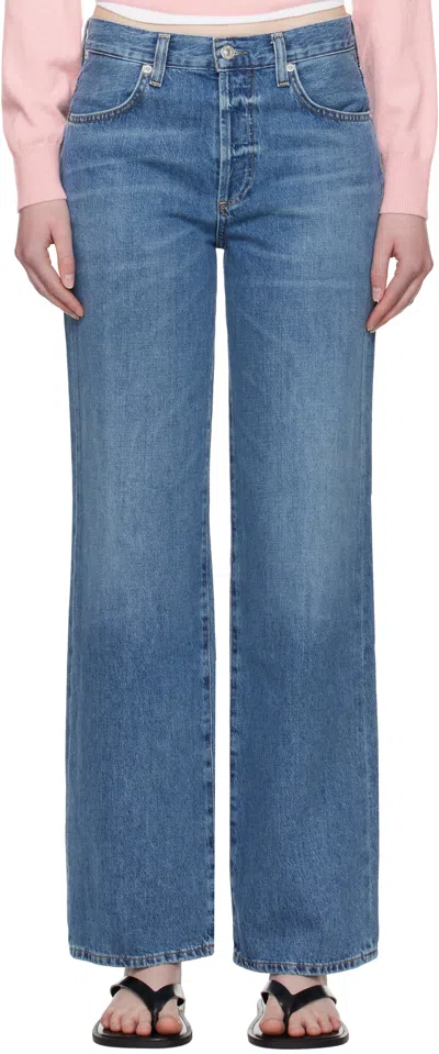 Citizen Of Humanity Blue Annina High Rise Wide Leg 33 Jeans In Yellow