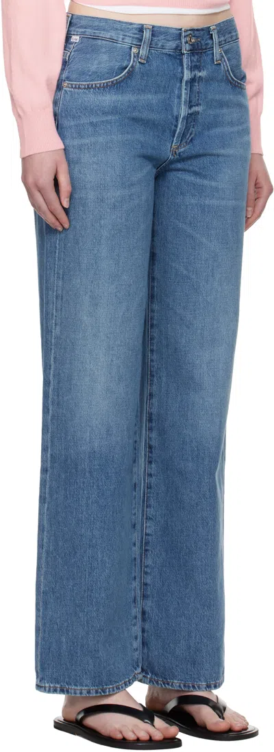 Citizen Of Humanity Blue Annina High Rise Wide Leg 33 Jeans In Yellow