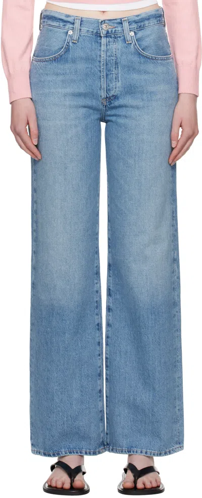 Citizen Of Humanity Blue Annina High Rise Wide Leg 33 Jeans In Blue