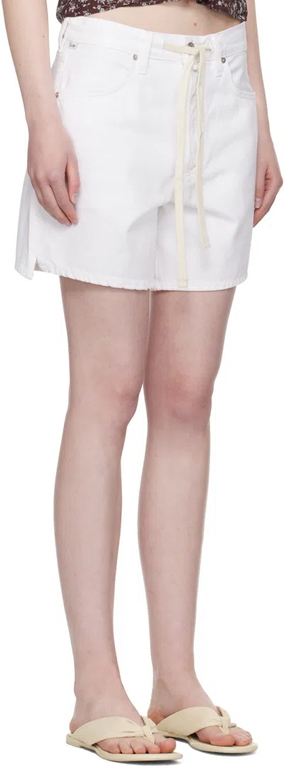 Citizen Of Humanity Citizens Of Humanity Brynn Drawstring Denim Shorts In White