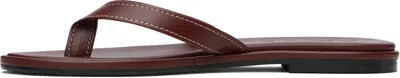 Aeyde Burgundy Melody Leather Toe-post Flip-flops In Red