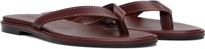 Aeyde Burgundy Melody Leather Toe-post Flip-flops In Red
