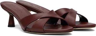 Aeyde Burgundy Vero Leather Mules In Brown
