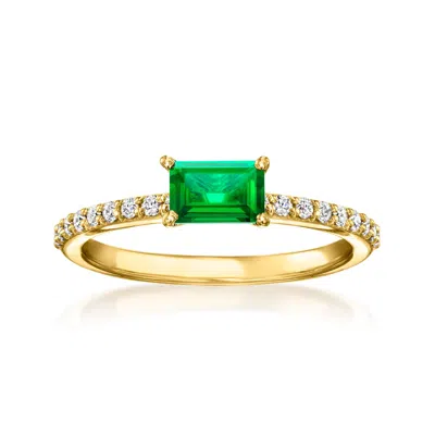 Rs Pure By Ross-simons Lab-grown Emerald And . Lab-grown Diamond Ring In 18kt Gold Vermeil