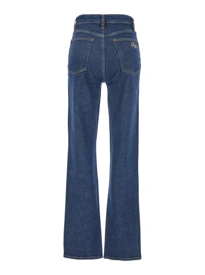 Frame The Ritz Ruler Blue Flared Jeans With Logo Plaque On The Waist And Logo Embroidery On The Rear In De