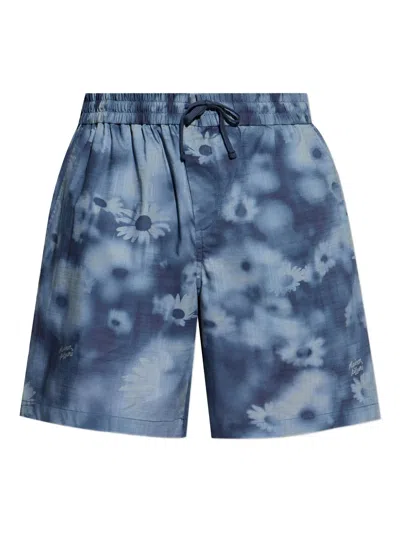 Maison Kitsuné Elasticated Shorts Juniper Berry Print In Blue