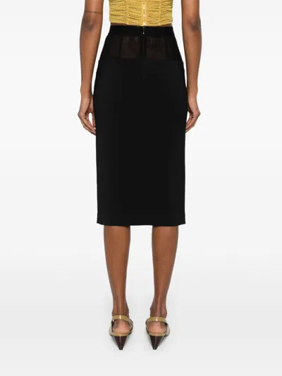 Elisabetta Franchi Fitted Black Midi Skirt