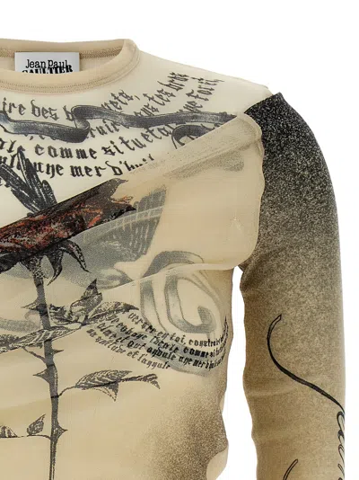 Jean Paul Gaultier The Double Layer Printed Mesh Long Sleeves Top