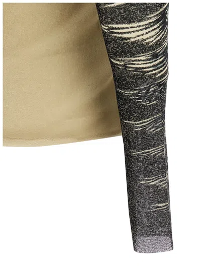 Jean Paul Gaultier The Double Layer Printed Mesh Long Sleeves Top