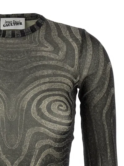 Jean Paul Gaultier Mesh Top With Geometric Pattern And Spiral Print