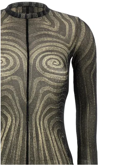 Jean Paul Gaultier Printed Spiraral Long Dress Woman Black