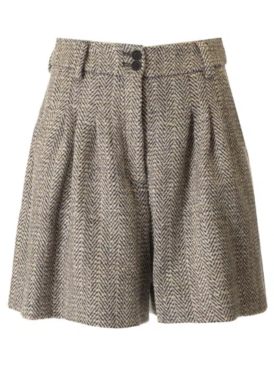 Golden Goose Wool And Linen Shorts Trousers Grey