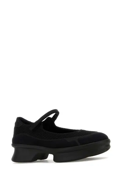 Prada Mesh Upper Round Toe Rubber Sole Ballerinas In Black