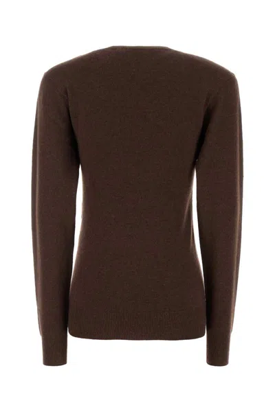 Stella Mccartney Crew Neck Cashmere Blend Sweater In Brown